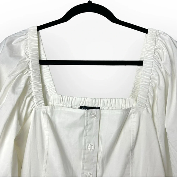 Danielle  Bernstein White Button Down Puff Sleeve Babydoll Mini Dress 6 - Picture 5 of 9